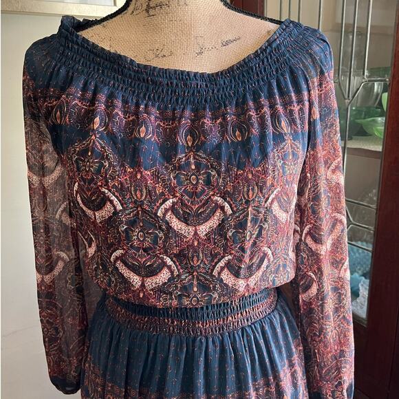 Boho Ruffle V-Neck Mini Dress Floral Pink Rust – Abercrombie XS - Picture 7 of 17